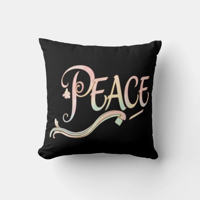 Coussin A beautiful, flowing script of the word "Peace" fe (Recto)