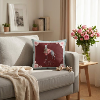 Coussin à carreaux floraux pour chien mignon lévri