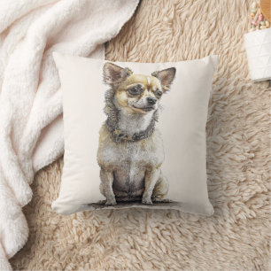 Coussin à cheveux court rustique Tan Chihuahua