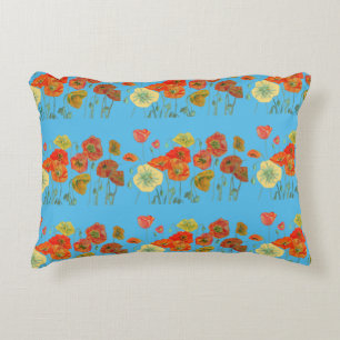 Coussin à cochonnets orange et bleu
