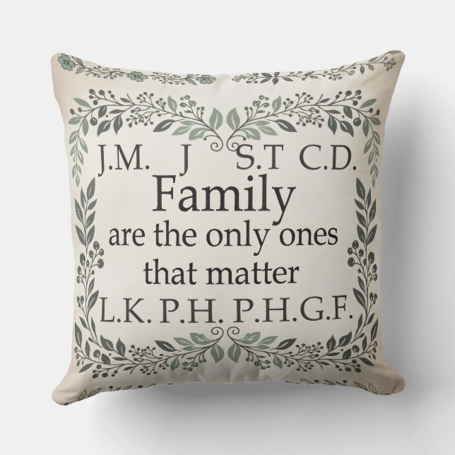 Coussin A cozy farmhouse-style family name chart cushion (Verso)
