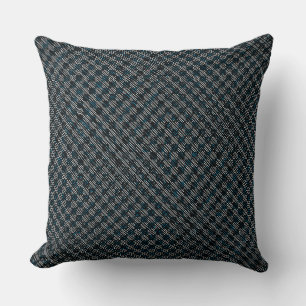 Coussin À damiers bleu bizarre ou rayures inclinées, point