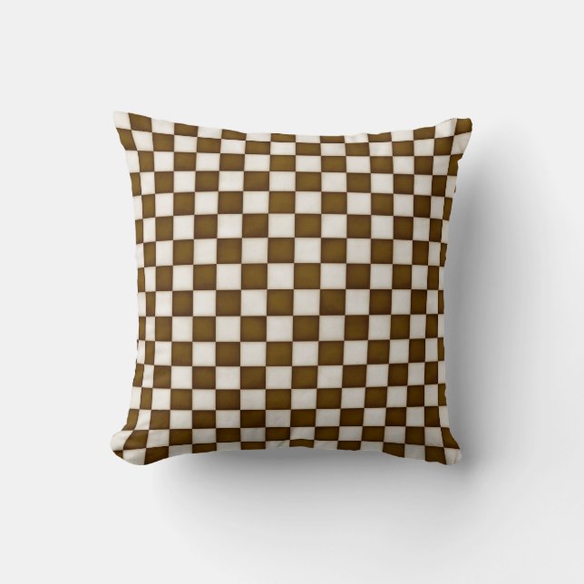 Coussin À damiers Brown et blanche antique (Recto)