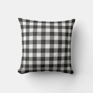 Coussin à damiers Buffalo Plaid Noir Et Blanc