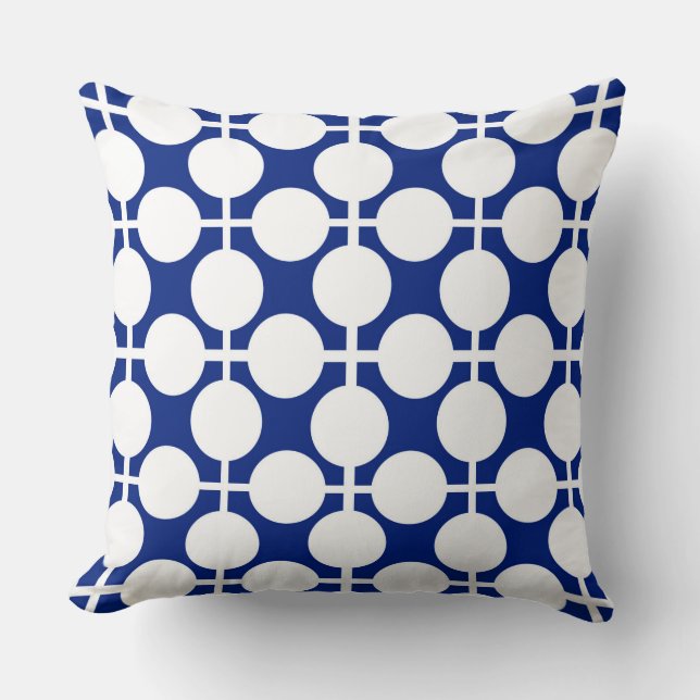 Coussin À damiers et motif à pois bleu et blanc (Recto)