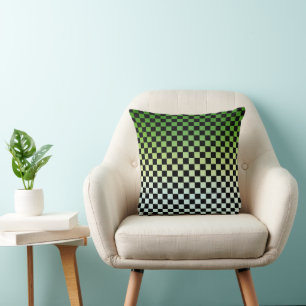 Coussin à damiers Fade verte