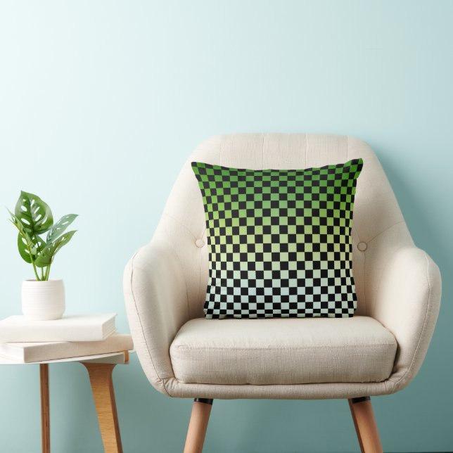 Coussin à damiers Fade verte (Chaise)