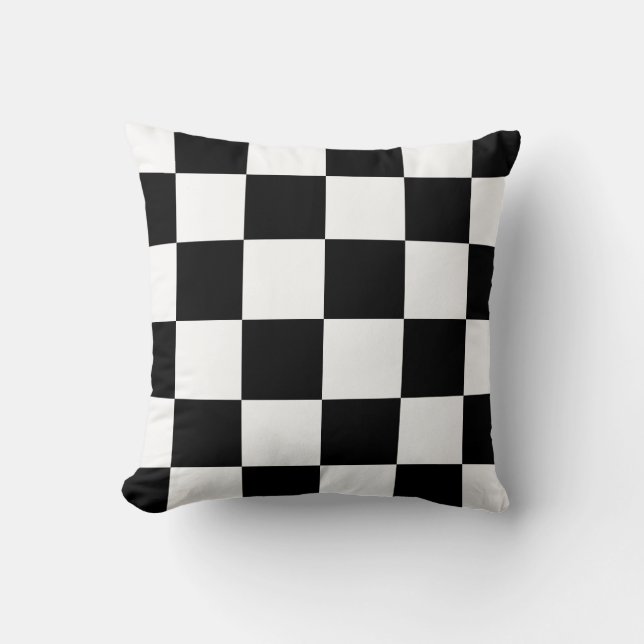 Coussin à damiers grand - noir et blanc (Recto)