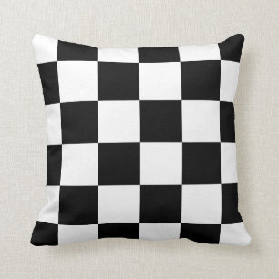 Coussin à damiers grand - noir et blanc
