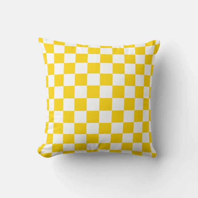 Coussin À damiers jaune et blanc vif (Recto)