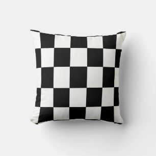 Coussin à damiers Motif moderne noir blanc