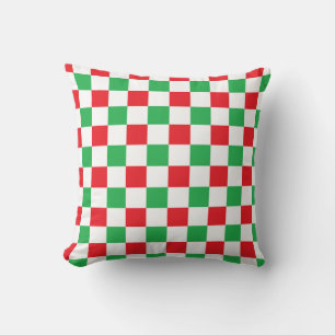 Coussin à damiers Noël rouge et vert