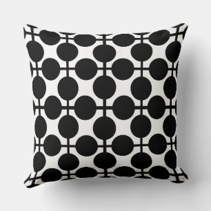 Coussin À damiers noir et blanc et motif à points polka re