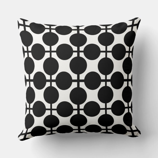 Coussin À damiers noir et blanc et motif à points polka re (Verso)