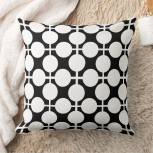 Coussin À damiers noir et blanc et motif à points polka re