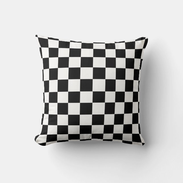 Coussin À damiers noir et blanc PERSONNALISABLE (Recto)