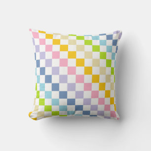 Coussin à damiers Pastel Rainbow