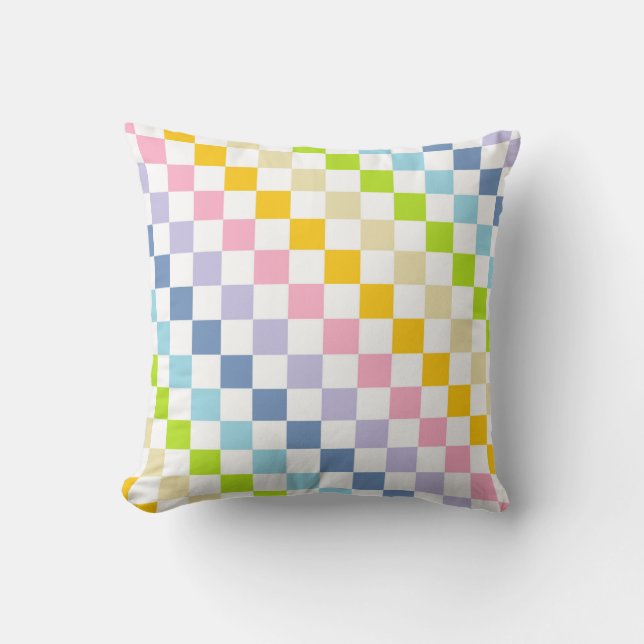 Coussin à damiers Pastel Rainbow (Recto)