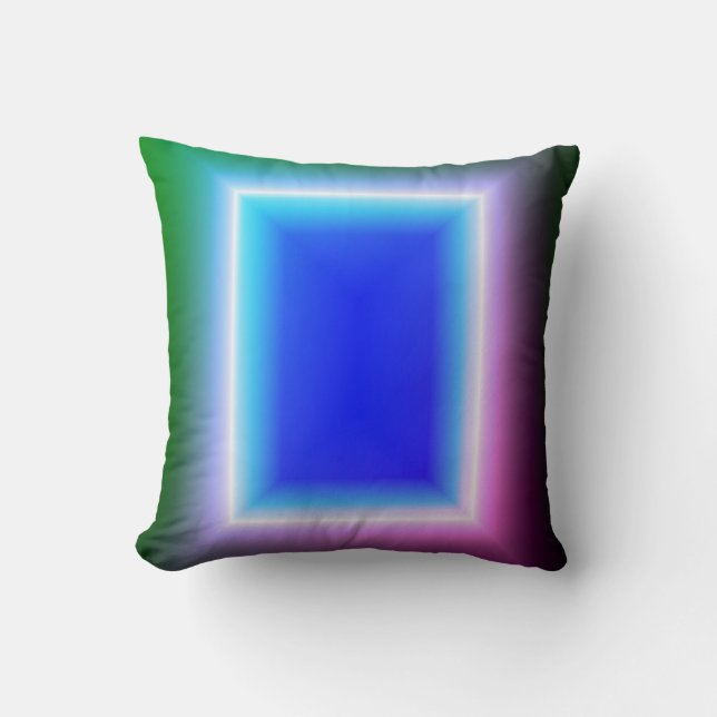 Coussin à effet d'illusion néon de porte turquoise (Recto)