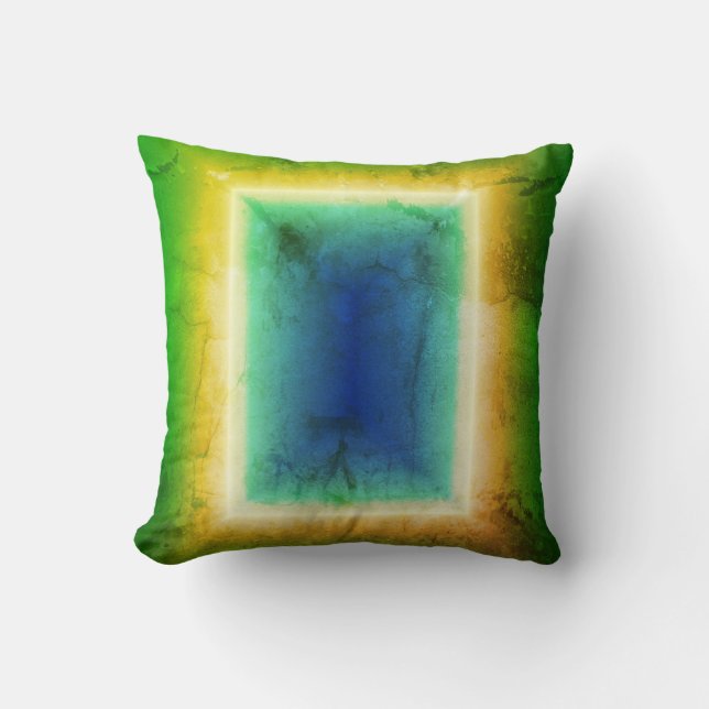 Coussin à effet d'illusion néon de porte turquoise (Recto)
