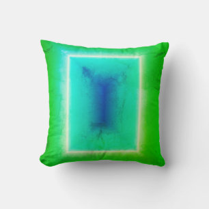 Coussin à effet d'illusion néon de porte turquoise
