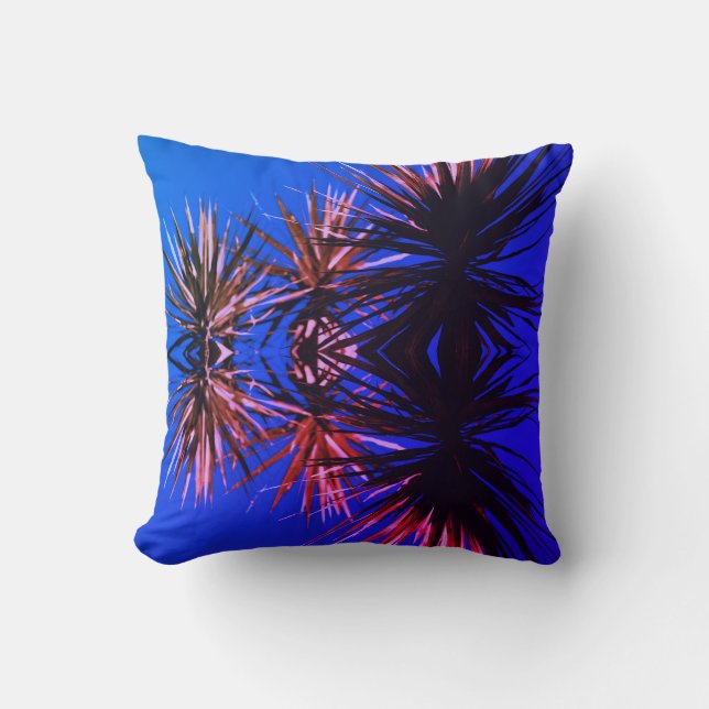 Coussin à effet kaléidoscope de plante tropicale (Recto)