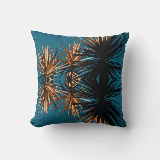 Coussin à effet kaléidoscope de plantes tropicales (Recto)