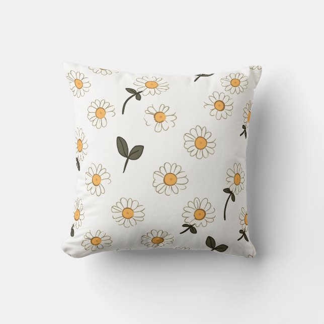 coussin à fleurs blanches avec centre jaune (Recto)