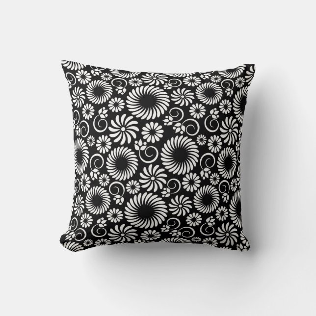 Coussin à fleurs noir et blanc (Recto)