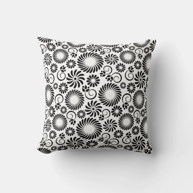 Coussin à fleurs noir et blanc (Recto)