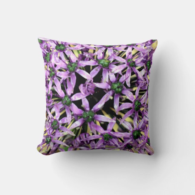 Coussin à fleurs violet Allium  (Recto)