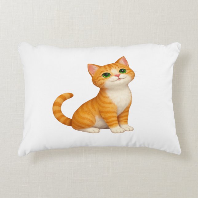 Coussin à jeter avec chaton roux adorable (Devant)