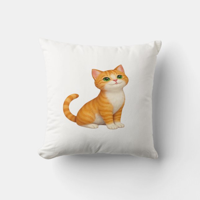 Coussin à jeter avec chaton roux adorable (Recto)