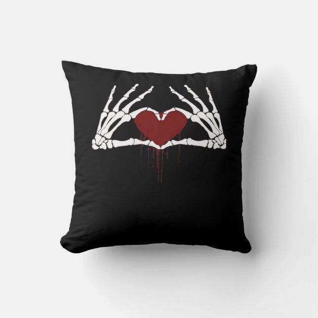 Coussin À la mort - Squelette Mains de coeur (Recto)