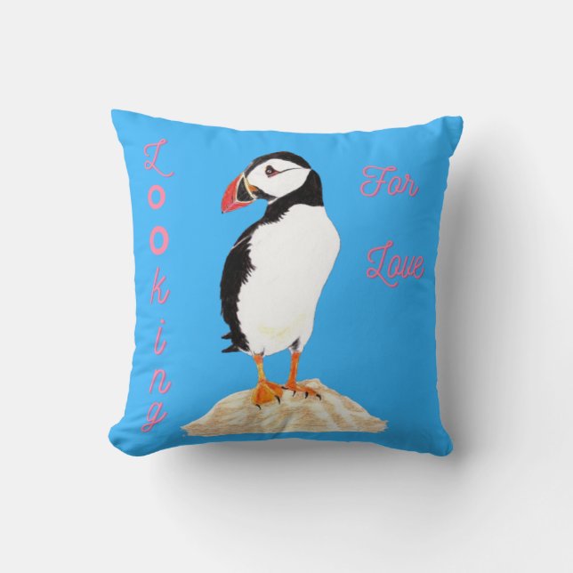 Coussin A la recherche de l'amour Puffin (Recto)