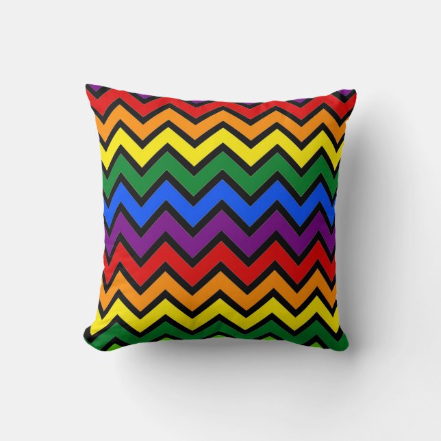Coussin à lancer arc-en-ciel Zigzag (Recto)