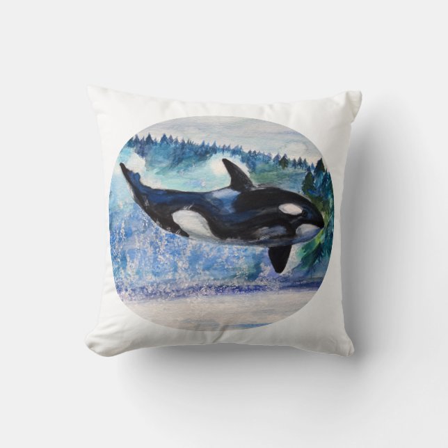 Coussin à lancer d'art Orca sauvage (Recto)