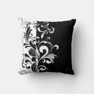 Coussin à lancer noir et blanc contemporain
