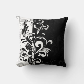 Coussin à lancer noir et blanc contemporain