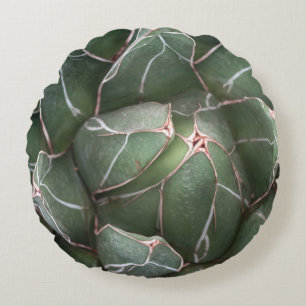 Coussin à lancer rond en polyester brossé plante