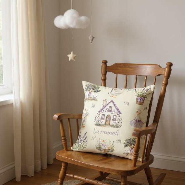 Coussin à l'aquarelle de caneton Lavande Douce Cot (Créateur téléchargé)
