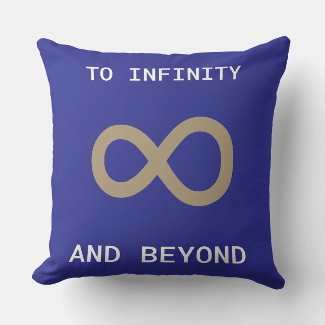 Coussin À l'infini et au-delà, don de l'enseignant en math (Recto)