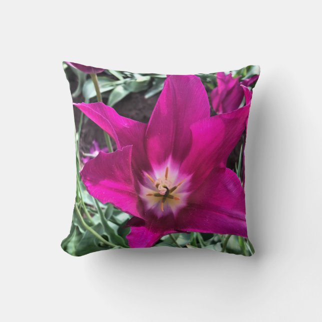 Coussin À l'intérieur d'une tulipe de rêve violette (Recto)