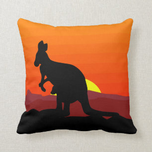 Coussin À l'intérieur kangourou australien au coucher du