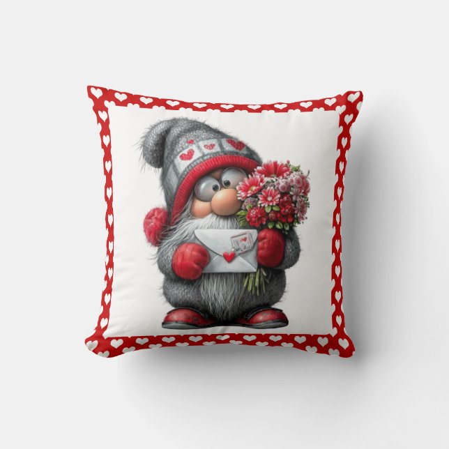 Coussin "A Love Note for You" Valentine Gnome (Recto)