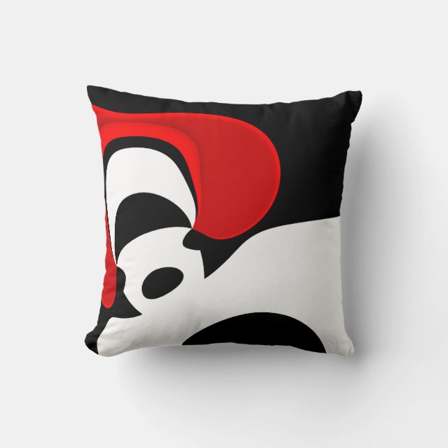 Coussin À M. Redd : Abstrait noir, blanc et rouge (Recto)