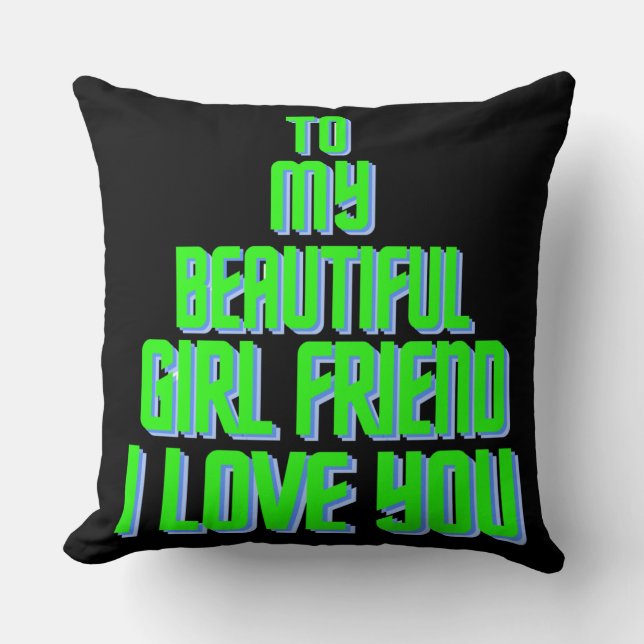 Coussin À ma belle petite amie Je t'aime Noël Noir (Recto)