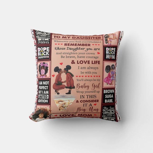 Coussin À ma fille Cadeau d'anniversaire, mignonne maman C (Recto)