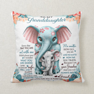 Coussin À ma petite-fille Elephant Idée cadeau d'anniver