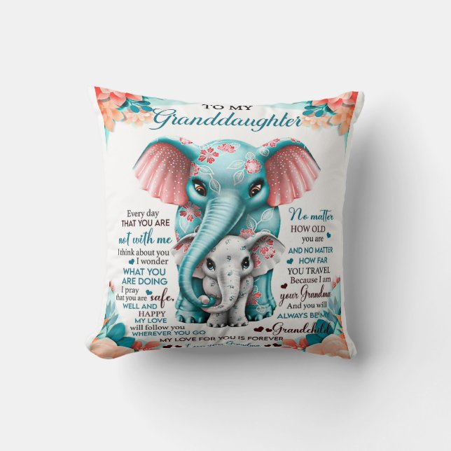 Coussin À Mon Cadeau Fille Éléphant, Fille Anniversaire (Recto)